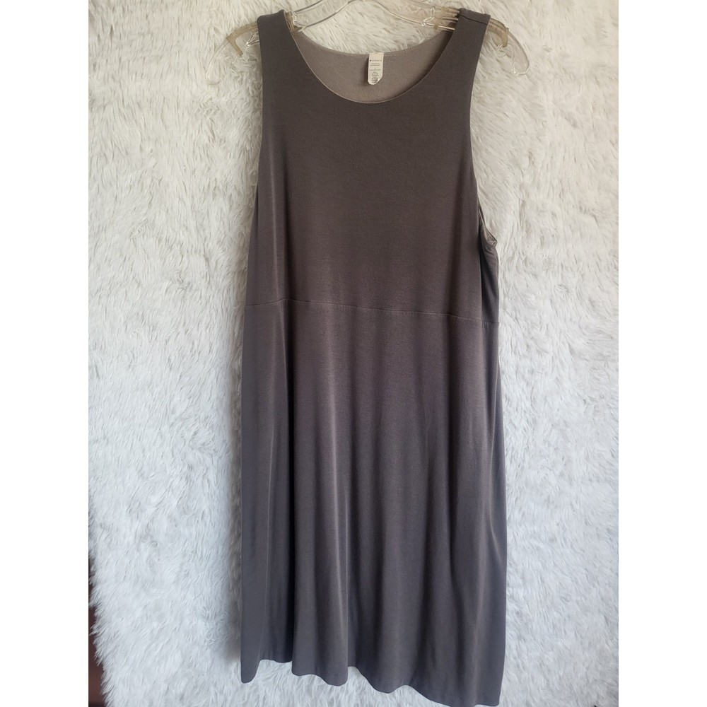 Athleta Santorini Thera Dress Womens Sz L Gray Tencell Modal Blend High Neckline